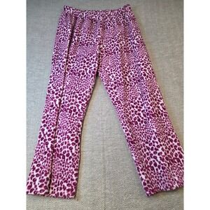 Just Be Fleece Pajama Pants Women's 2X Pink Purple Leopard Print Elastic Waisted